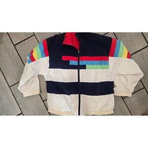Vintage Lavon Colorblock Windbreaker Jacket Mens Medium Retro 90s Full Zip Navy
